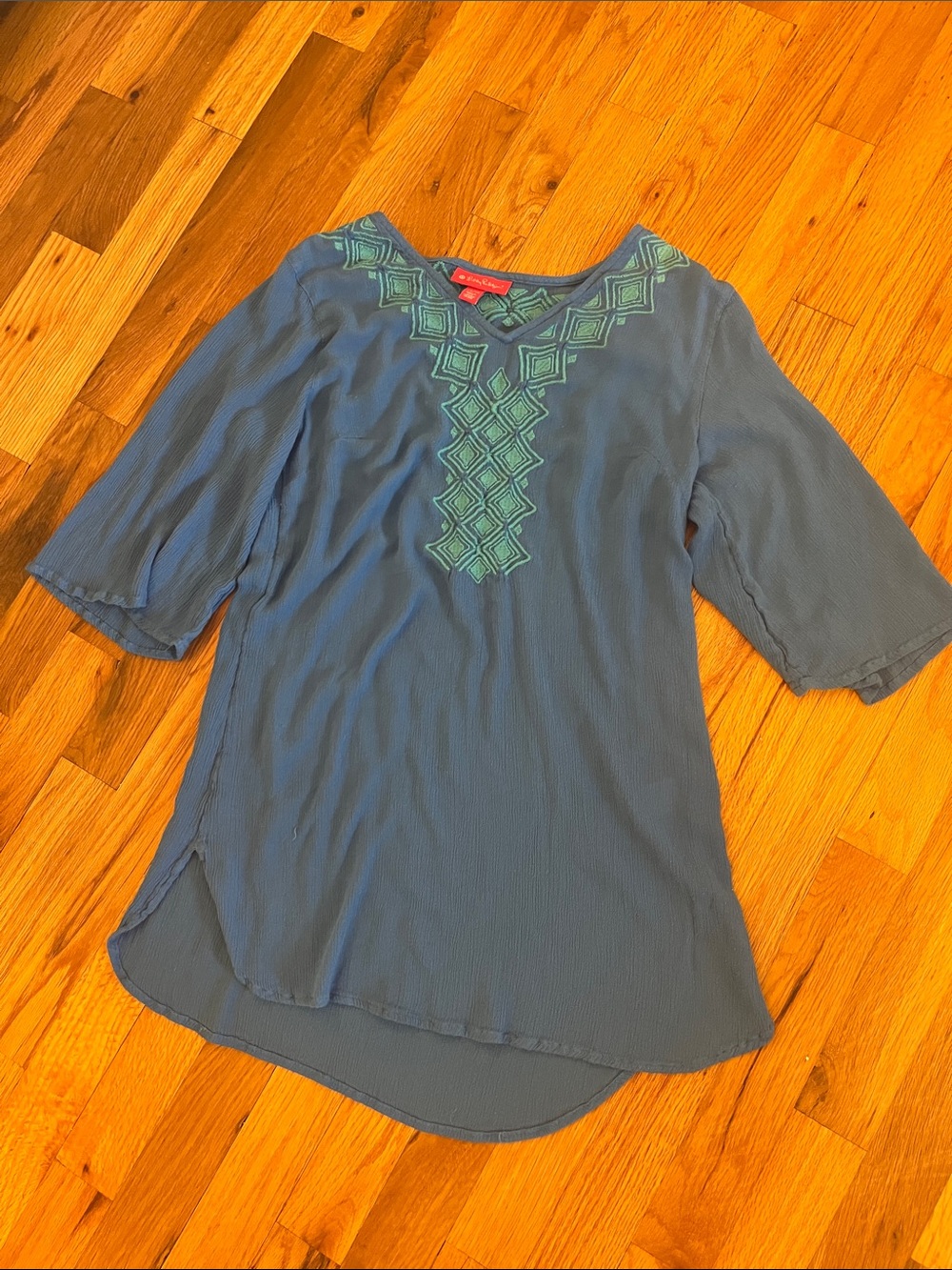 Lilly Pulitzer for Target Blue Tunic with Teal Embroidery
